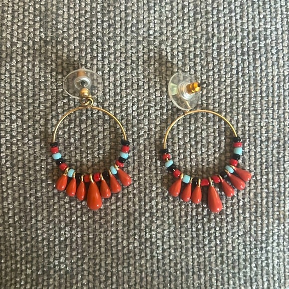 Cabi La Boheme Earrings #2176 hoop design gold with beading - Picture 2 of 2